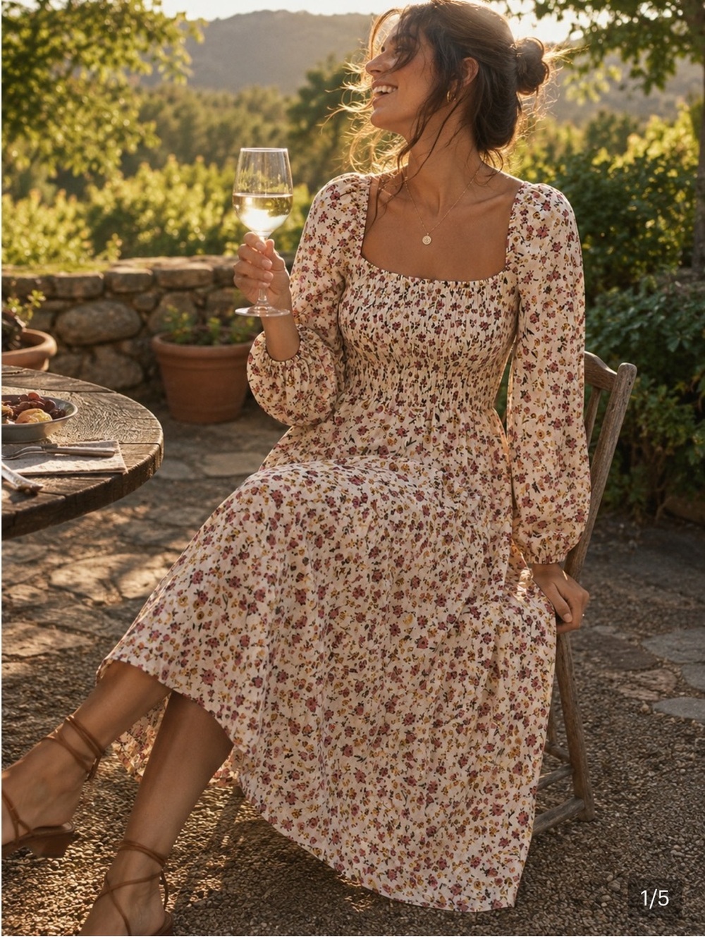 J. Crew Peasant Parie Cottagecore Square Neck Smocked floral midi dress. S
